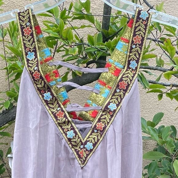 đBlush NoirâBeige Dressâw/âcolorfulâfloralâstraps.âSzâLargeâNWT! - Picture 3 of 9